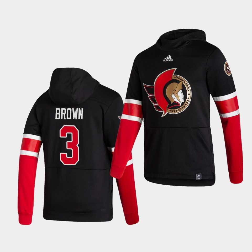 Men Ottawa Senators 3 Brown Black NHL 2021 Adidas Pullover Hoodie Jersey